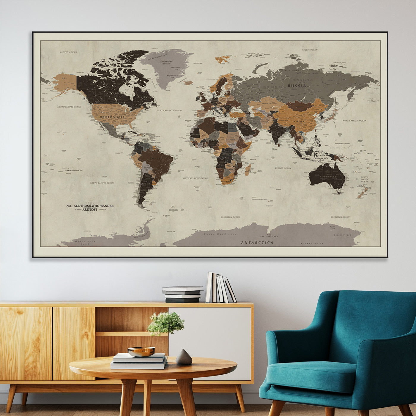 SEG-FC-51X34_Oversize - Push Pin World Map Canvas Print – Framed Wall Art for Couples to Track Their Travels – Anniversary
