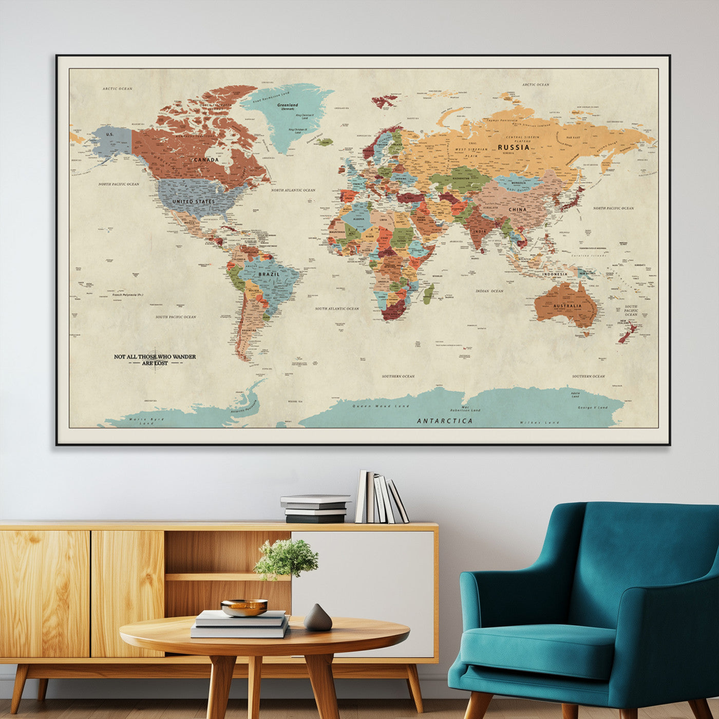 SEG-FC-51X34_Oversize - Push Pin World Map Canvas Print – Framed Wall Art for Couples to Track Their Travels – Anniversary