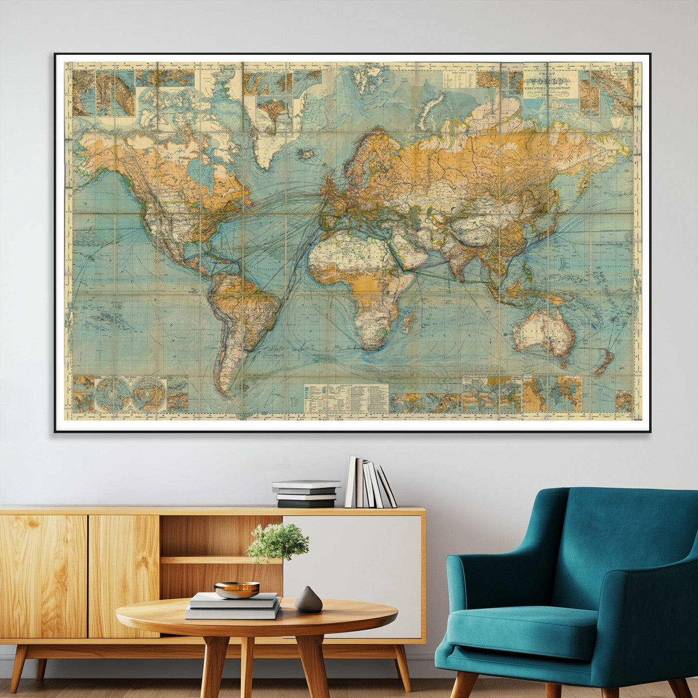 SEG-FC-51X34_Oversize - Push Pin World Map Canvas Print – Framed Wall Art for Couples to Track Their Travels – Anniversary