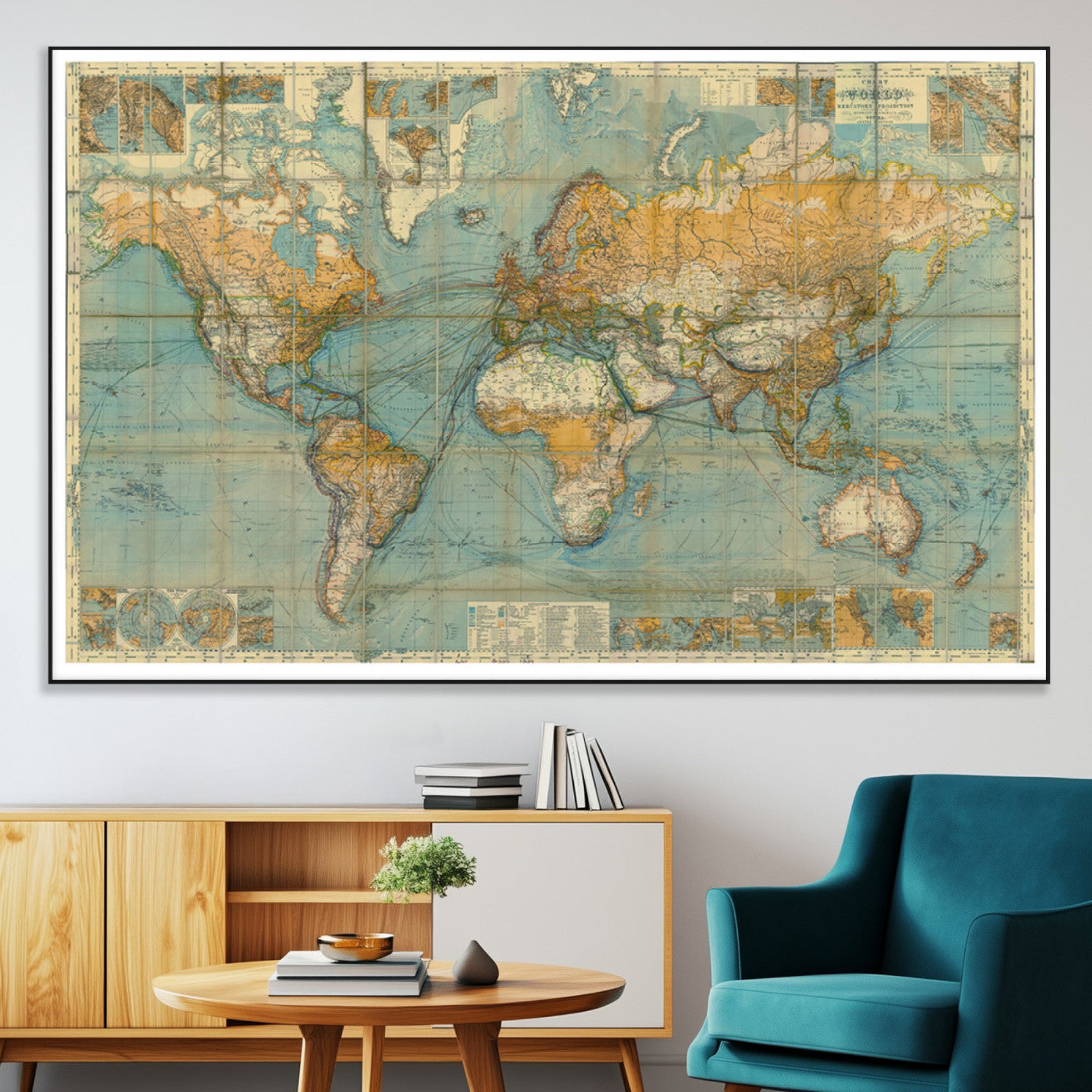 10247-MGV-CV-36X24-Push Pin World Map Canvas Print – Travel Tracker Wall Art for Couples, Perfect Anniversary Gift for Home or Office Decor