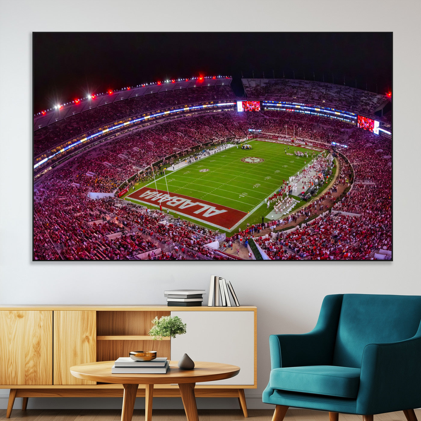 SEG-FC-51X34_Oversize - Bryant-Denny Stadium Night Game Triple Canvas Wall Art - Alabama Crimson Tide Football Match