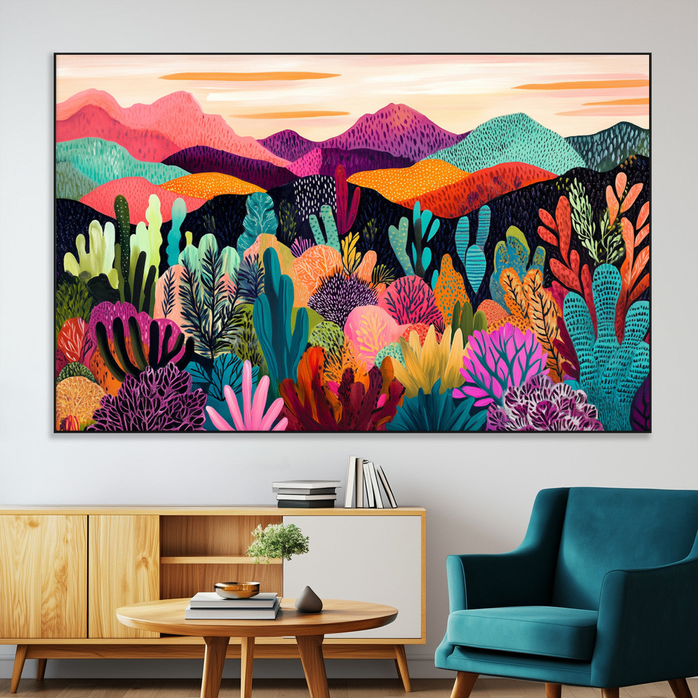 SEG-FC-51X34_Oversize - Abstract Kusama Print - Landscape Canvas Wall Art Print - Vibrant Modern Decor for Living Room,