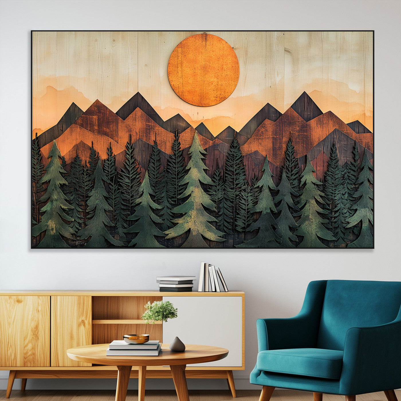 SEG-FC-51X34_Oversize - Sunset Mountain Landscape Canvas Wall Art Print - Nature Decor for Living Room, Office