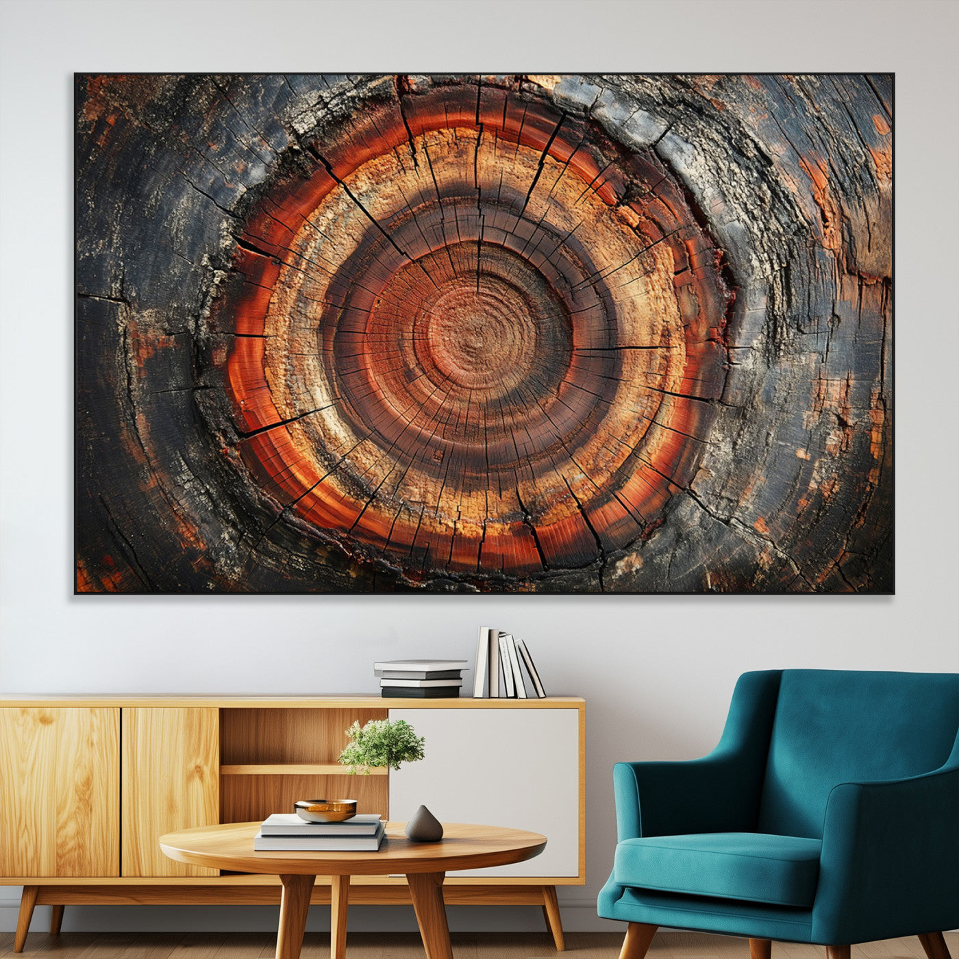 SEG-FC-51X34_Oversize - Wood Grain Canvas Wall Art - Framed Abstract Tree Ring Framed Wall Art, Wood Grain Canvas Wall