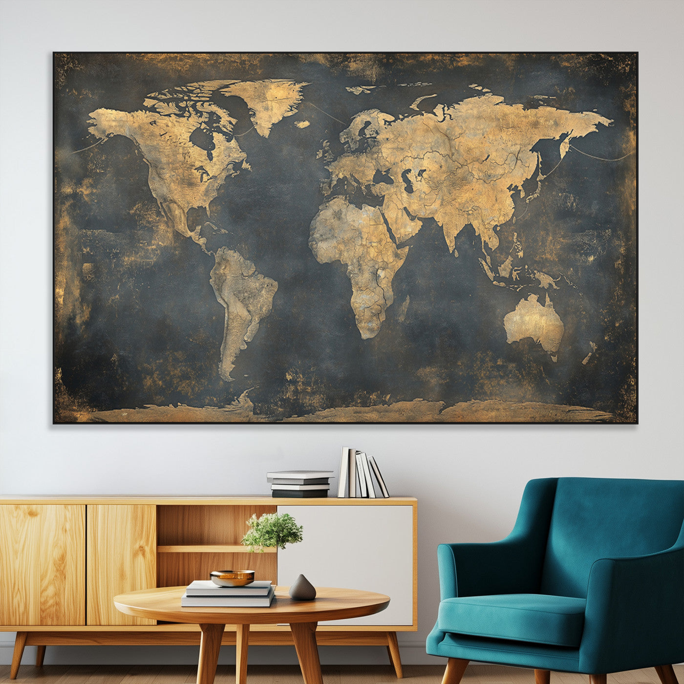 SEG-FC-51X34_Oversize - Push Pin World Map Canvas Print – Framed Wall Art for Couples to Track Their Travels – Anniversary