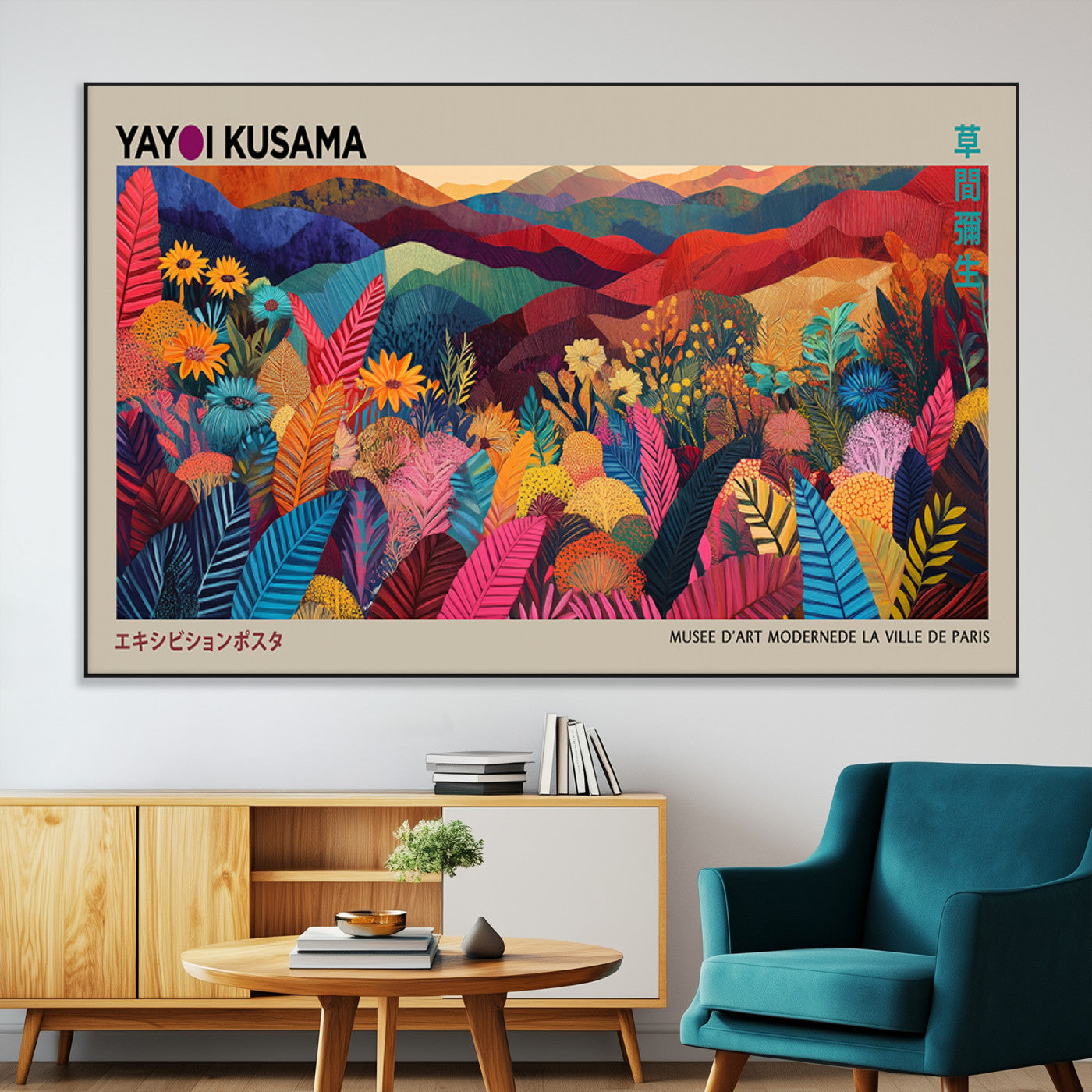 SEG-FC-51X34_Oversize - Yayoi Kusama Wall Art Canvas Print, Abstract Art, Large Yayoi Kusama Framed Print, Japanese Wabi