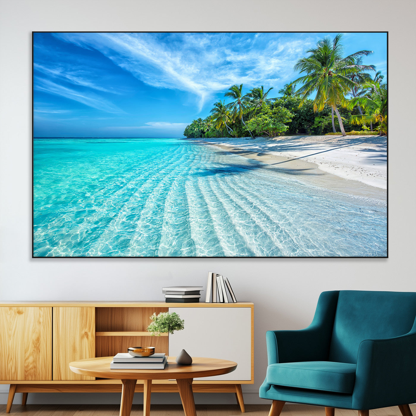 SEG-FC-51X34_Oversize - Tropical Beach Wall Art Canvas Print - Serene Ocean Landscape with Crystal Clear Turquoise Water and