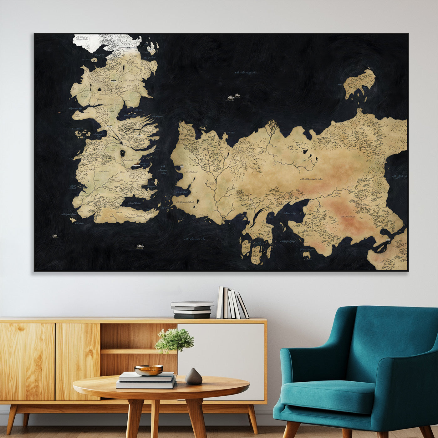 SEG-FC-51X34_Oversize - Push Pin World Map Canvas Print – Framed Wall Art for Couples to Track Their Travels – Anniversary