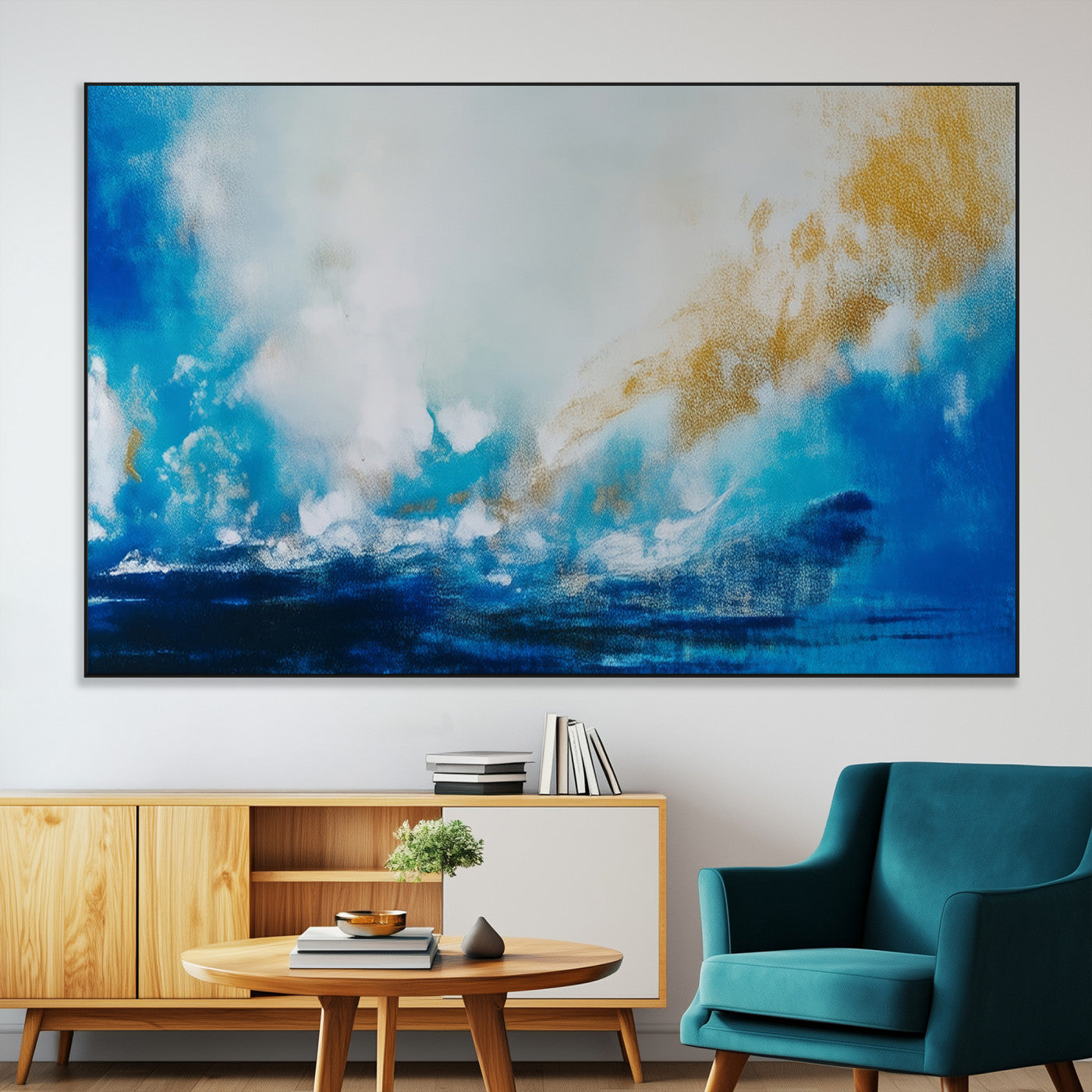 SEG-FC-51X34_Oversize - Blue Abstract Print - Dynamic Ocean-Inspired Canvas Wall Art