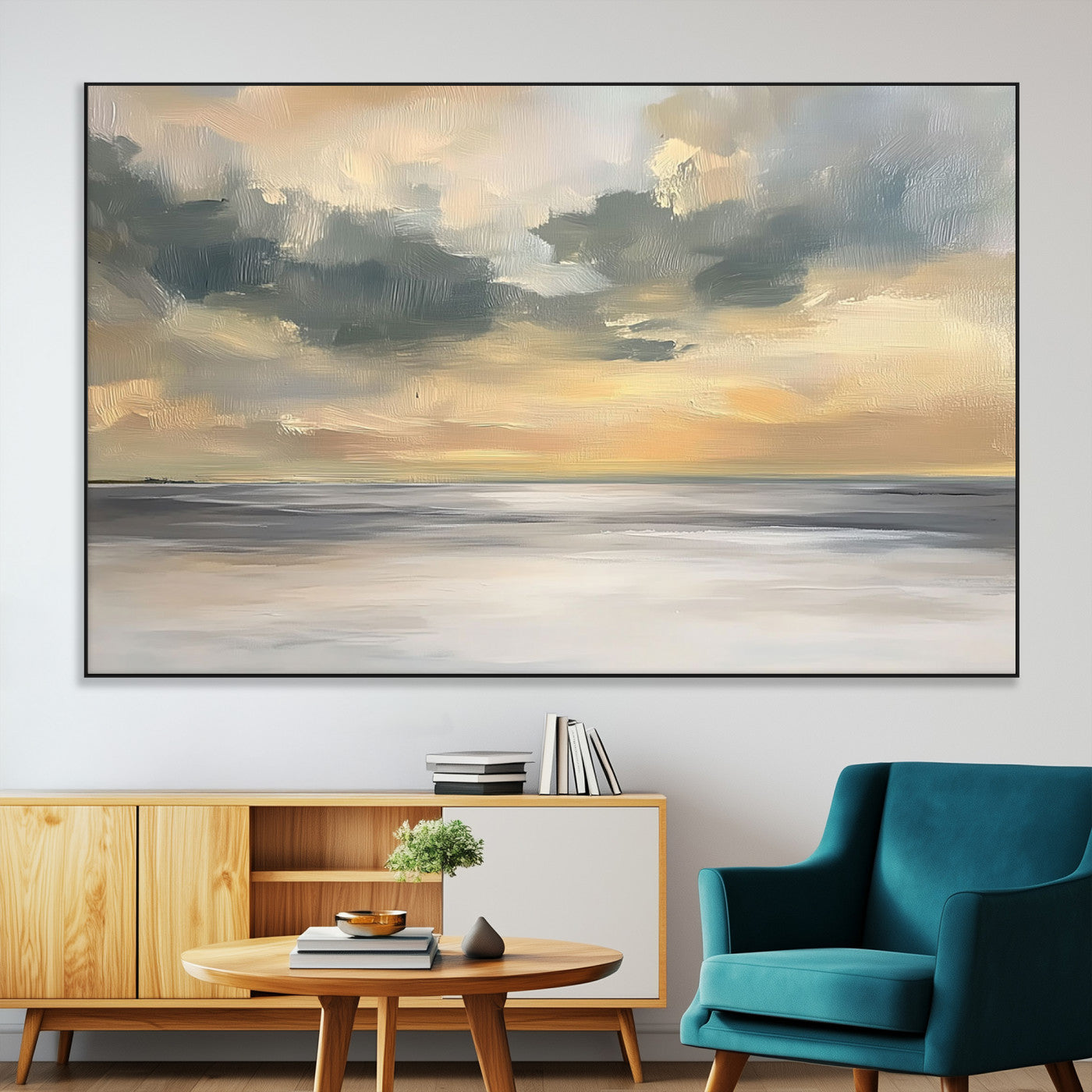 SEG-FC-51X34_Oversize - Modern Coastal Artwork with Vibrant Abstract Ocean Waves Wall Art Canvas Print for Contemporary