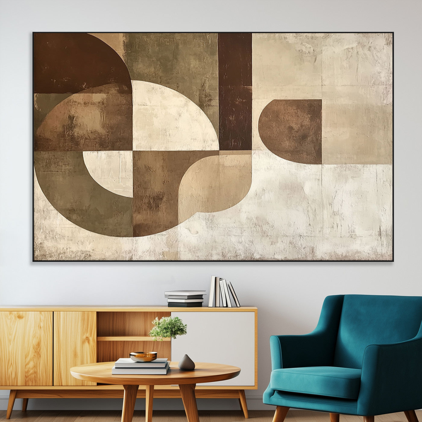 SEG-FC-51X34_Oversize - Wabi Sabi Geometric Wall Art | Abstract Modern Minimalist Canvas Print with Neutral Mid Century Art