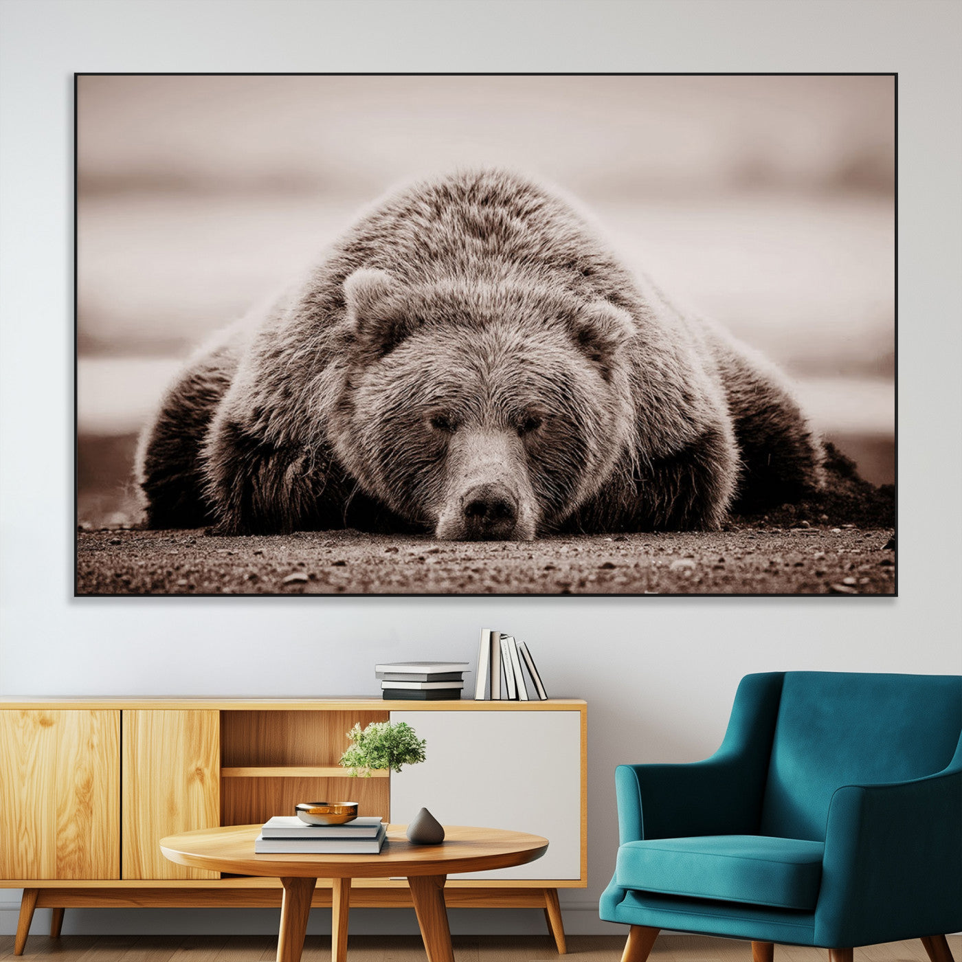 SEG-FC-51X34_Oversize - Grizzly Bear Wall Art Print - Bear Canvas Wall Art - Rustic Bear Portrait Canvas Print for Cabin