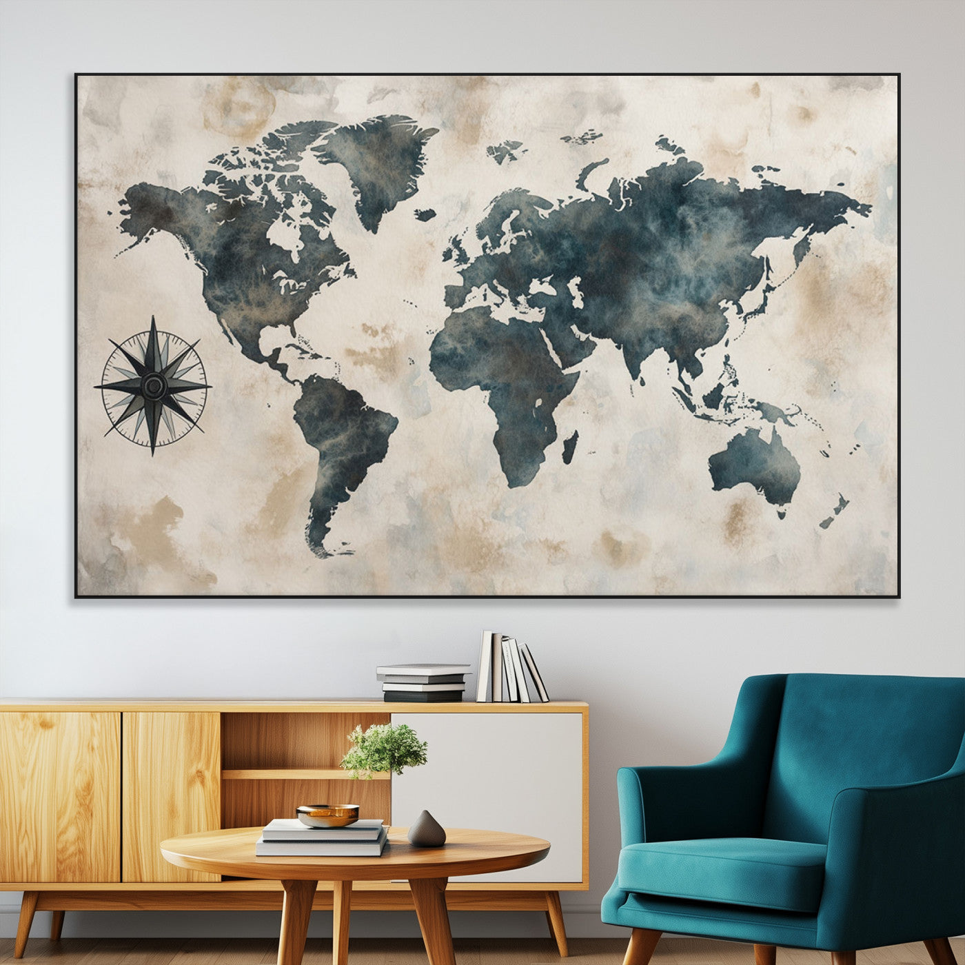 SEG-FC-51X34_Oversize - Push Pin World Map Canvas Print – Framed Wall Art for Couples to Track Their Travels – Anniversary