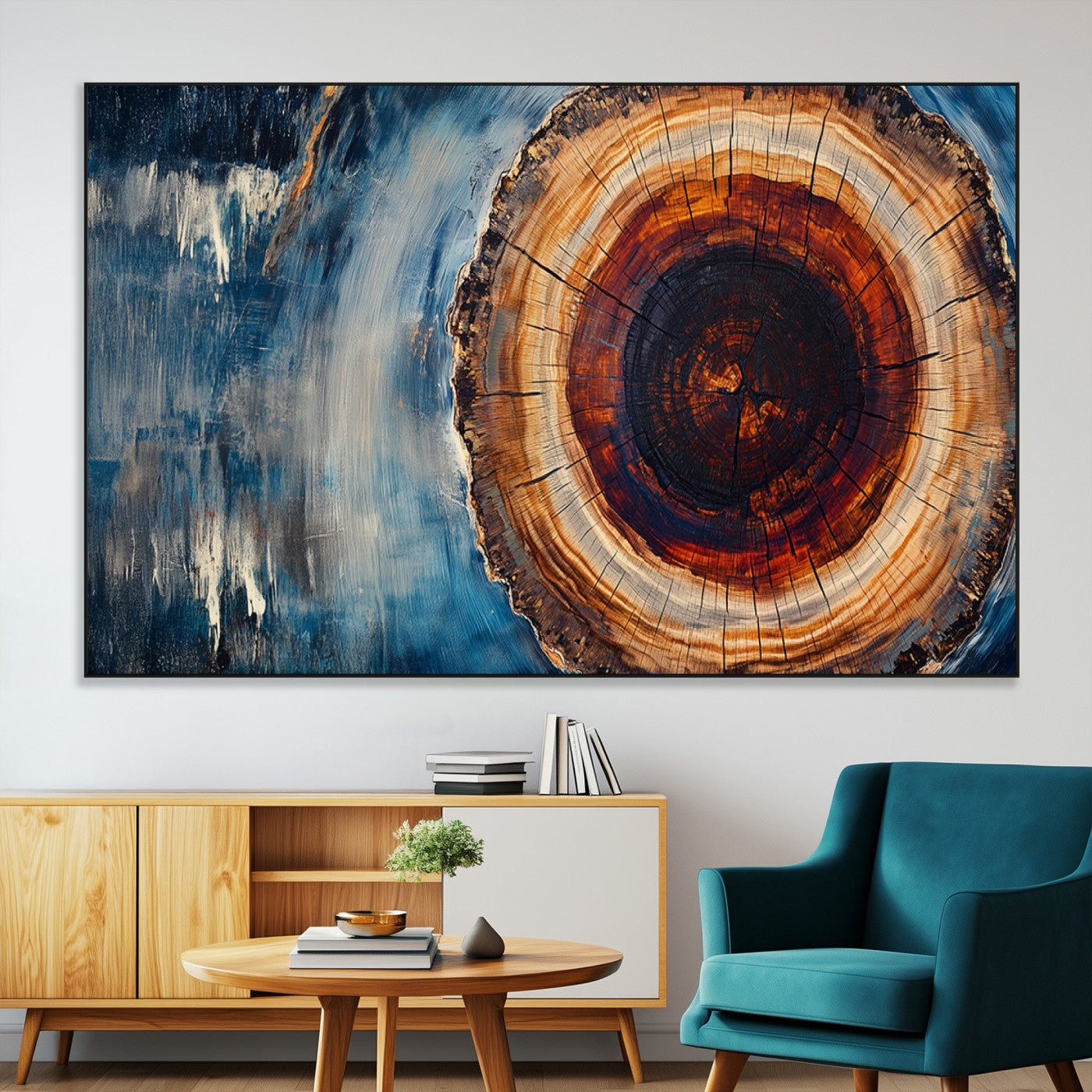 SEG-FC-51X34_Oversize - Abstract Tree Rings Wall Art Canvas Print - Wood Grain Rings Canvas Print - Nature Woodland Wall