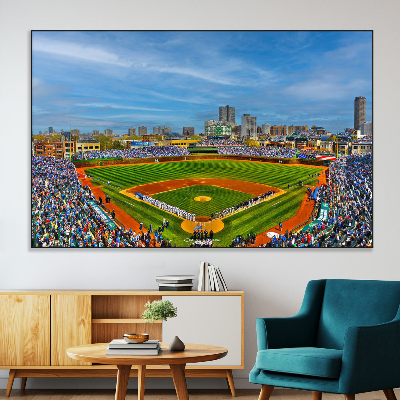 SEG-FC-51X34_Oversize - Wrigley Field Chicago Cubs Panoramic Multi Piece Canvas Wall Art - Iconic Baseball Stadium Canvas