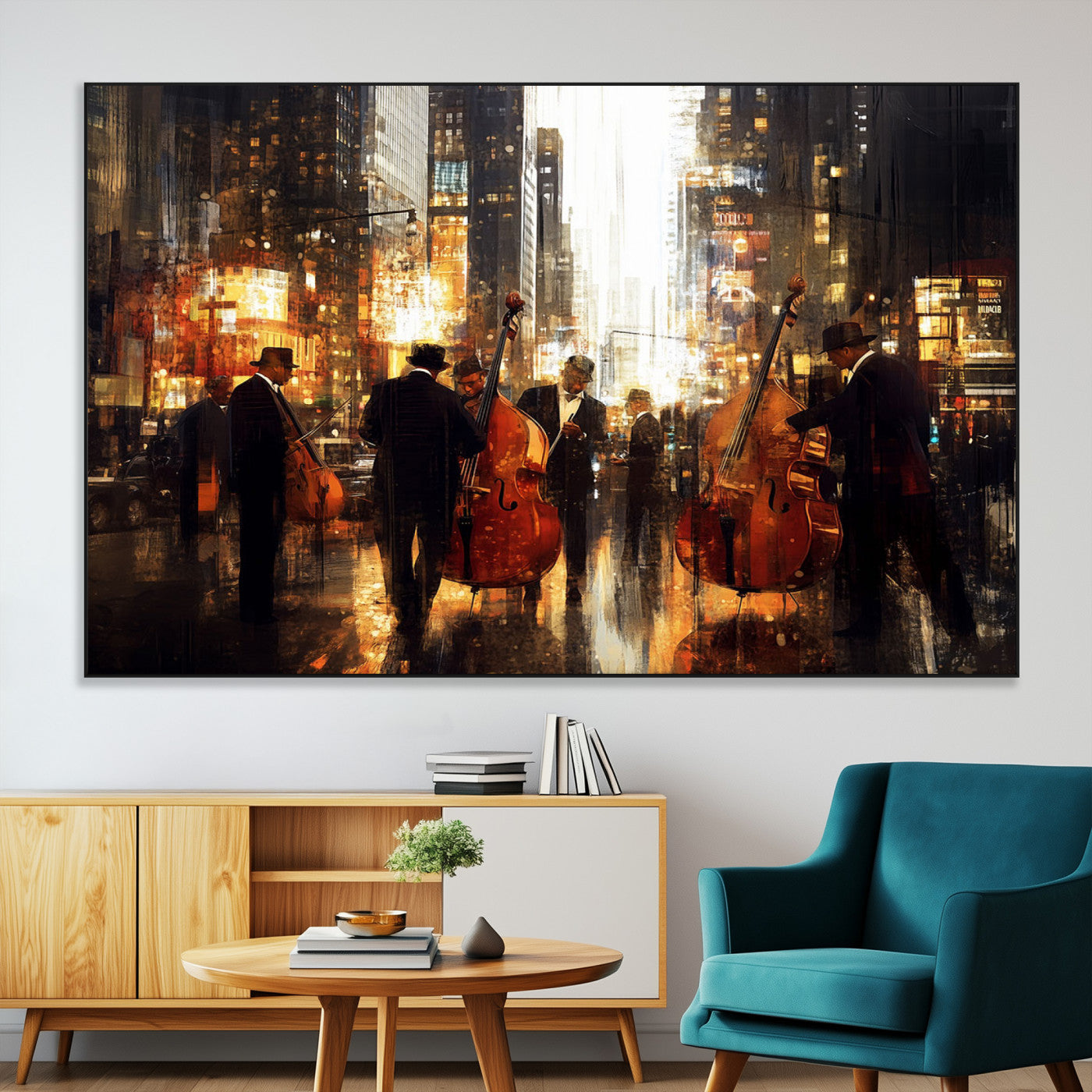 SEG-FC-51X34_Oversize - Abstract Jazz Art Wall Art Canvas Print - Framed Abstract Music Canvas - Colorful Instrument Poster