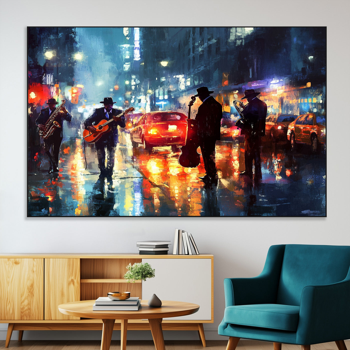 African American Jazz Canvas Wall Art Print – Abstract Music Scene