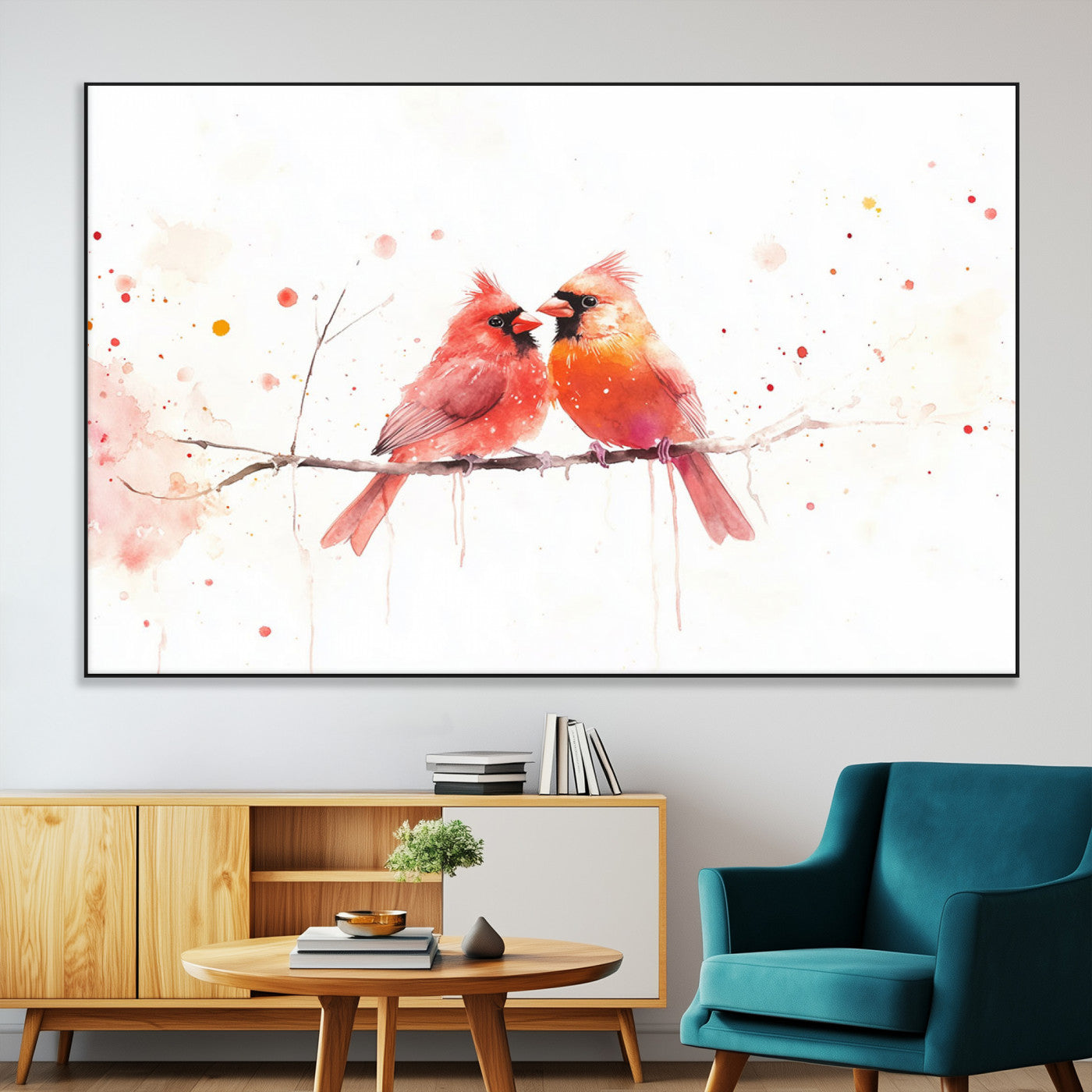 SEG-FC-51X34_Oversize - Cardinal Bird Canvas Wall Art - Male and Female Cardinal Print - Nature-Inspired Bird Wall Decor for