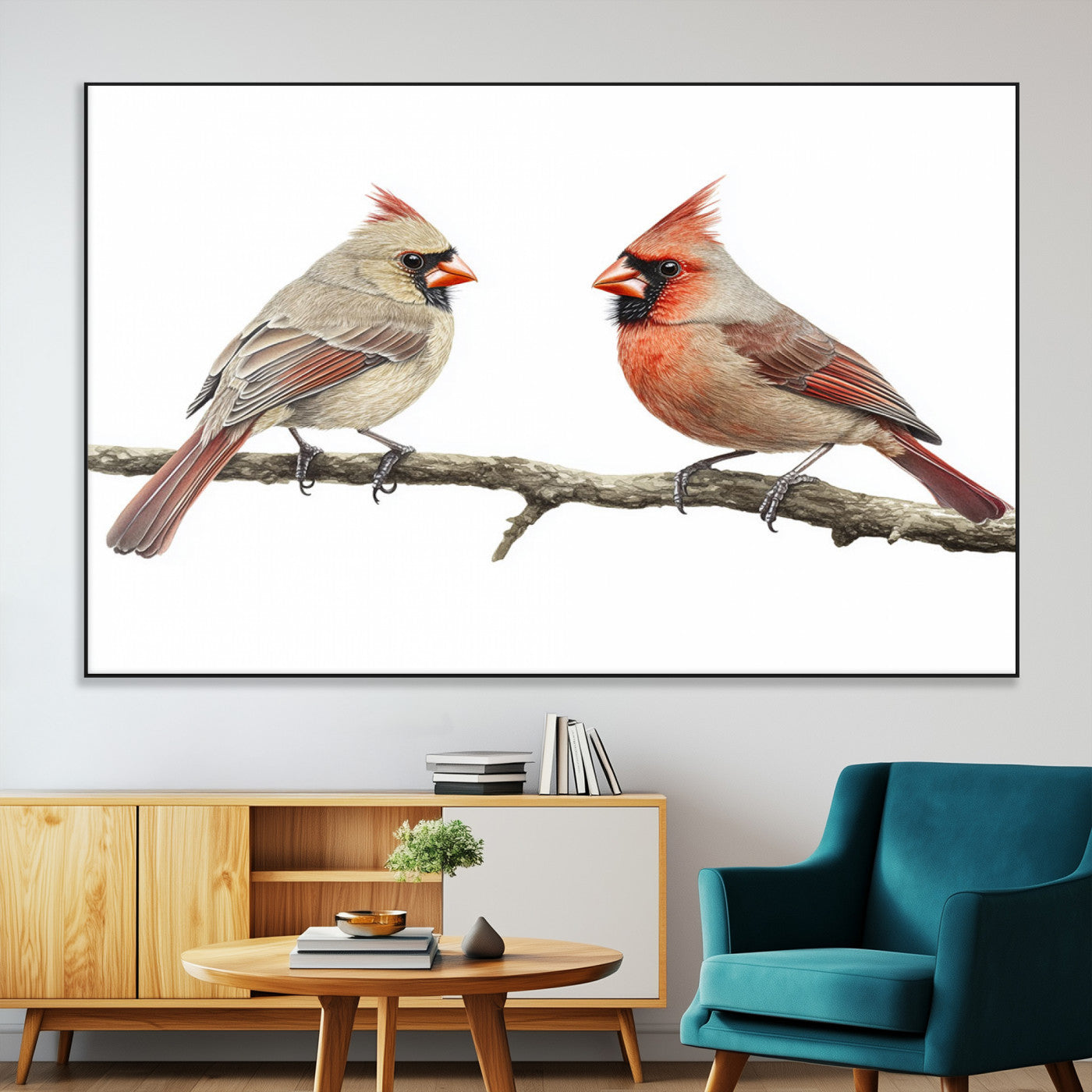 SEG-FC-51X34_Oversize - Cardinal Canvas Wall Art - Male and Female Cardinal Print - Nature-Inspired Bird Wall Decor for Home