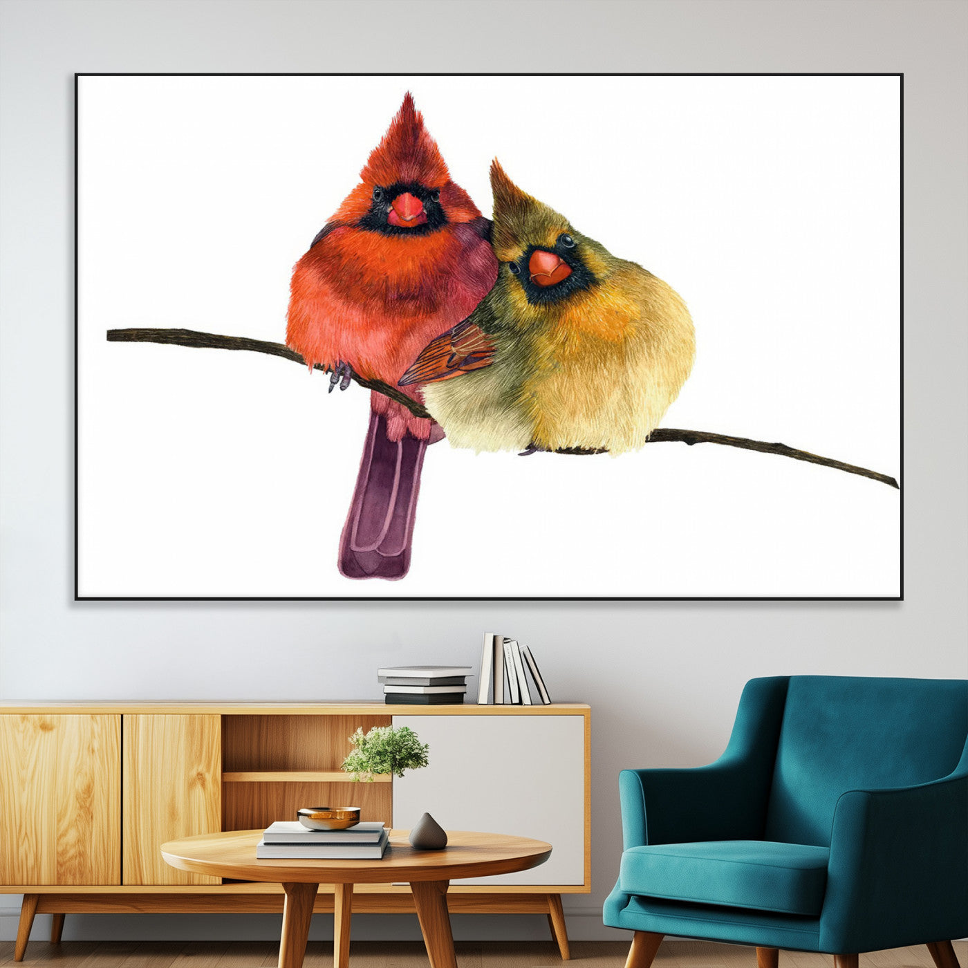 SEG-FC-51X34_Oversize - Cardinal Bird Canvas Wall Art - Male and Female Cardinal Print - Nature-Inspired Bird Wall Decor for
