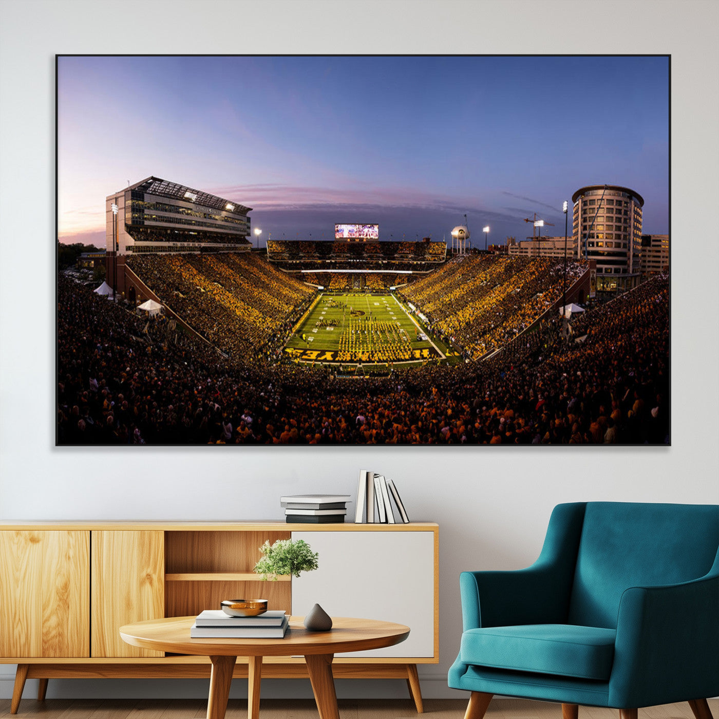 SEG-FC-51X34_Oversize - Iowa Hawkeyes Kinnick Stadium Wall Art Canvas Print, Framed Iowa Hawkeyes Kinnick Stadium Canvas