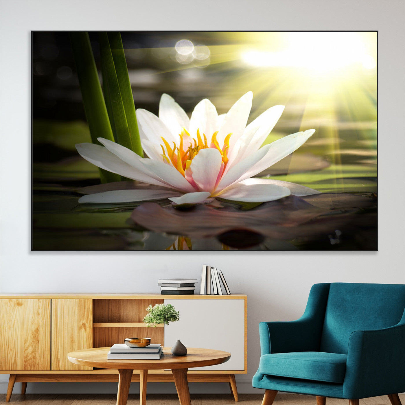 SEG-FC-51X34_Oversize - Lotus Flower Wall Art Canvas Print, Water Lily Large Wall Art Canvas Print
