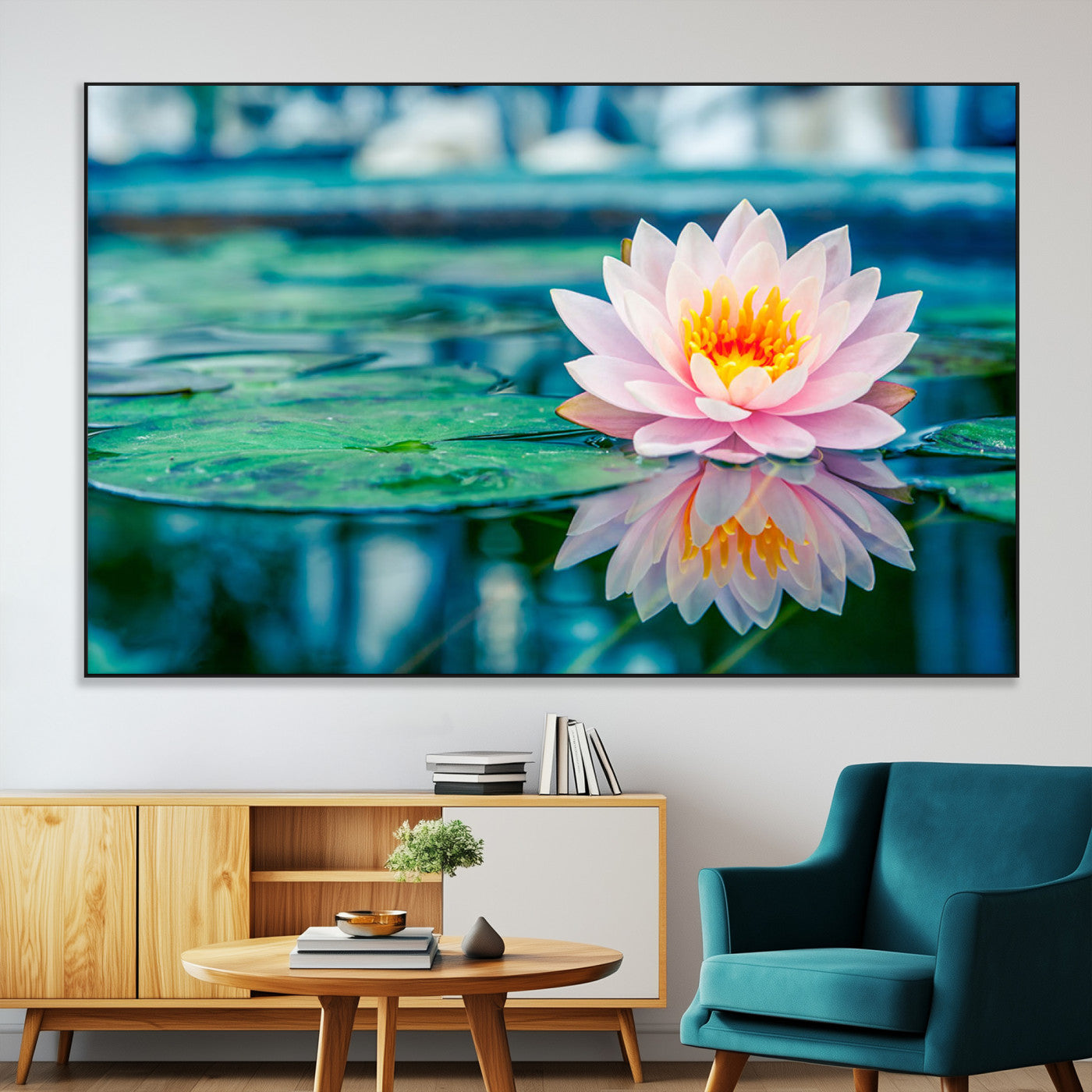 SEG-FC-51X34_Oversize - Lotus Flower Wall Art Canvas Print, Water Lily Large Wall Art Canvas Print for Yoga Room Decor,