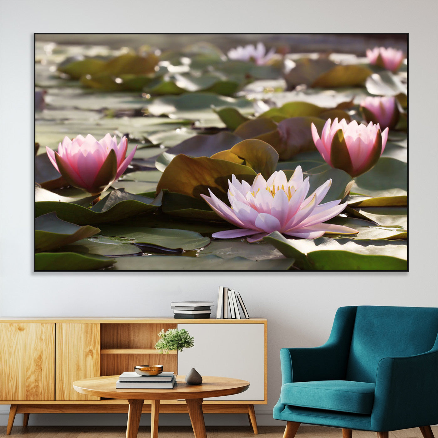 SEG-FC-51X34_Oversize - Lotus Flower Wall Art Canvas Print, Water Lily Large Wall Art Canvas Print for Yoga Room Decor,