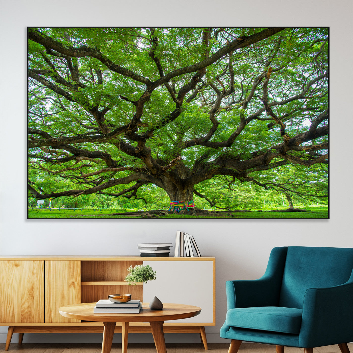 SEG-FC-51X34_Oversize - Oak Tree Wall Art Print, Forest Canvas Wall Art for Home and Office, Framed Angel Oak Tree Canvas