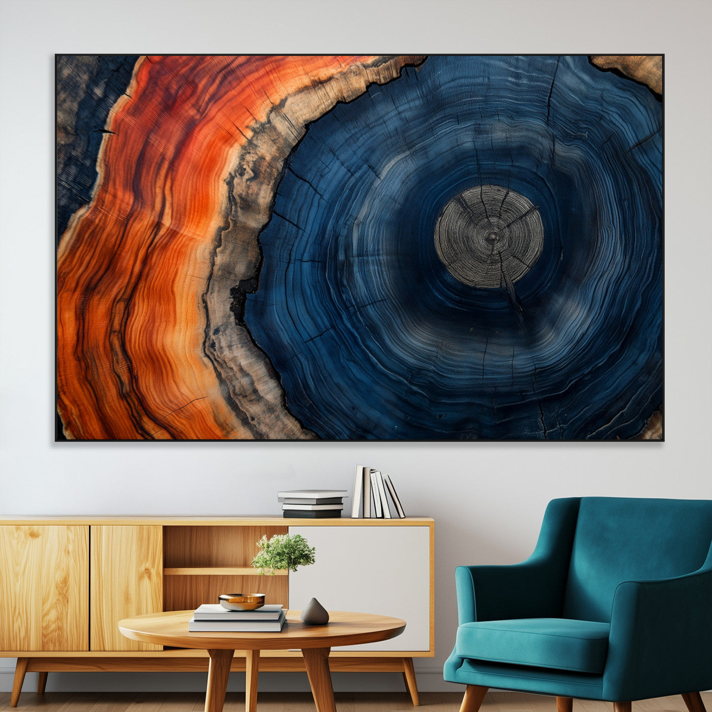 SEG-FC-51X34_Oversize - Tree Rings Wall Art Canvas Print, Rustic Wood Print, Framed Natural Texture Art Print, Wood Grain