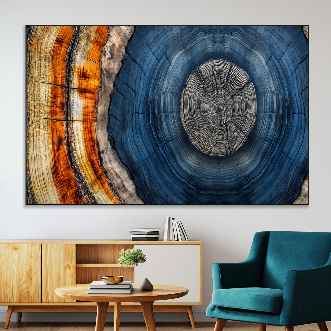 SEG-FC-51X34_Oversize - Abstract Tree Rings Wall Art Canvas Print - Wood Grain Rings Artwork Print - Nature Woodland Modern