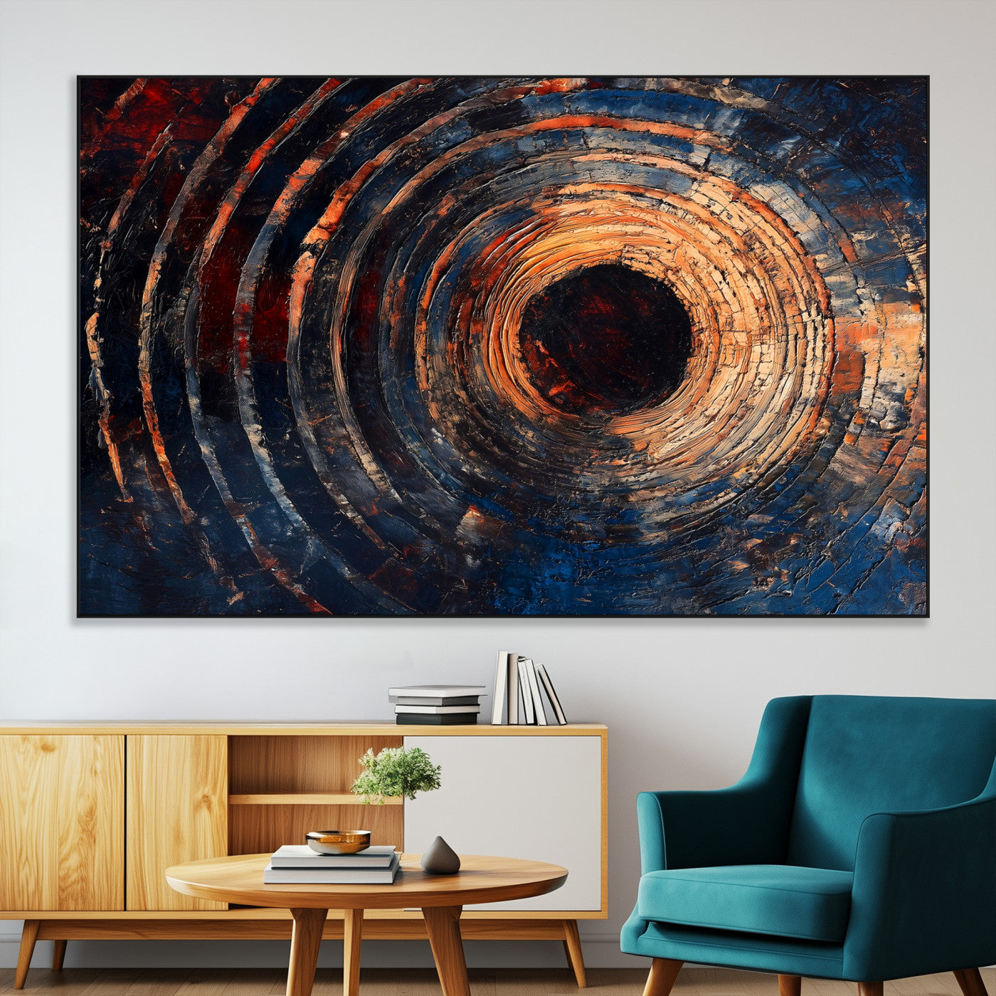 SEG-FC-51X34_Oversize - Wood Tree Ring Wall Art Canvas Print, Framed Natural Wood Art Picture Print, Rustic Tree Slice Perfect Rustic Decor Artwork