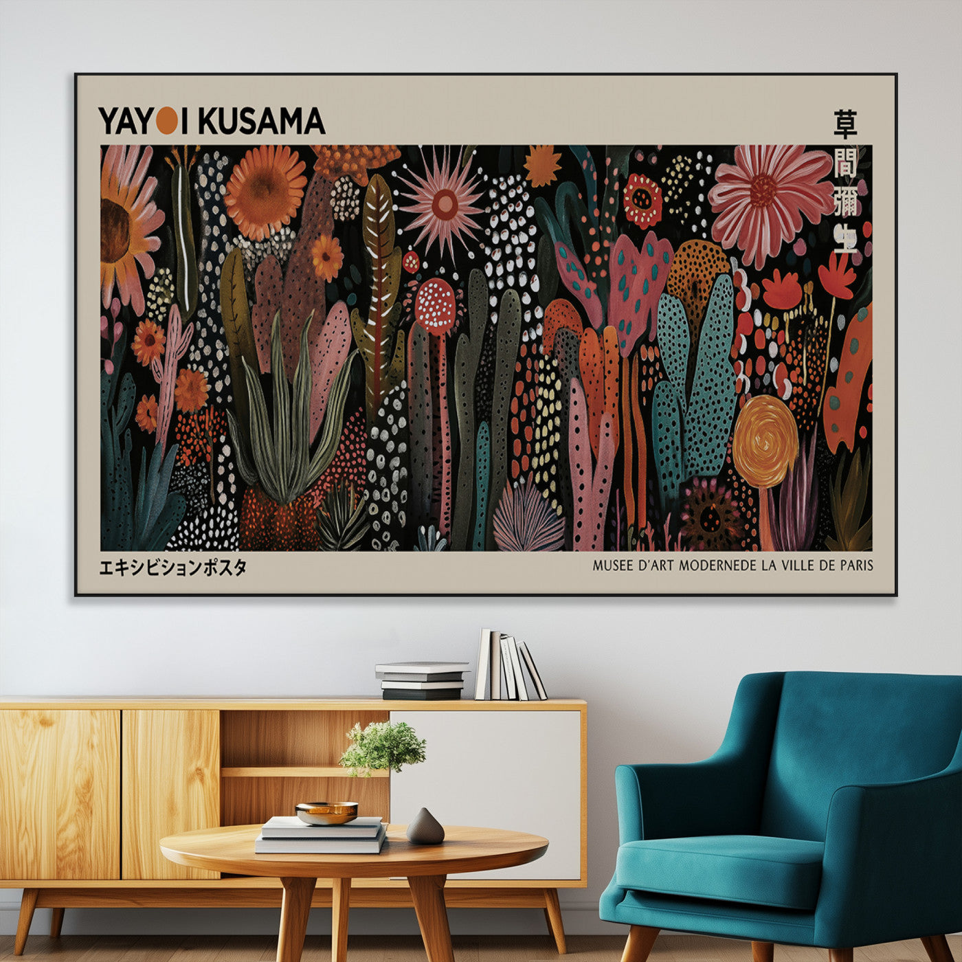 SEG-FC-51X34_Oversize - Modern Japanese Wall Art Print Yayoi Kusama Canvas Wall Art Abstract Mount Fuji Canvas Print