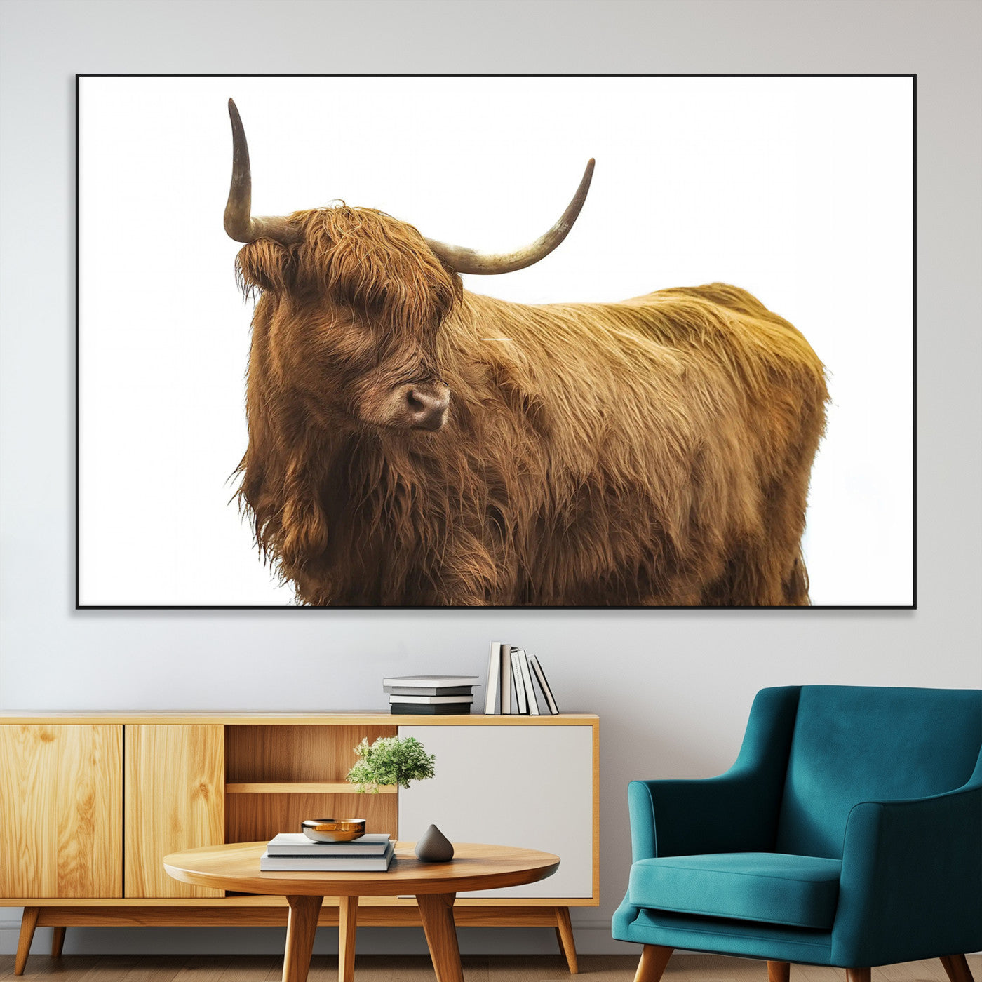 SEG-FC-51X34_Oversize - Highland Cow Wall Art Canvas Print, Framed Farmhouse Wall Art Art Picture Print, Rustic Animal Decor Perfect Rustic Farmhouse Decor Artwork