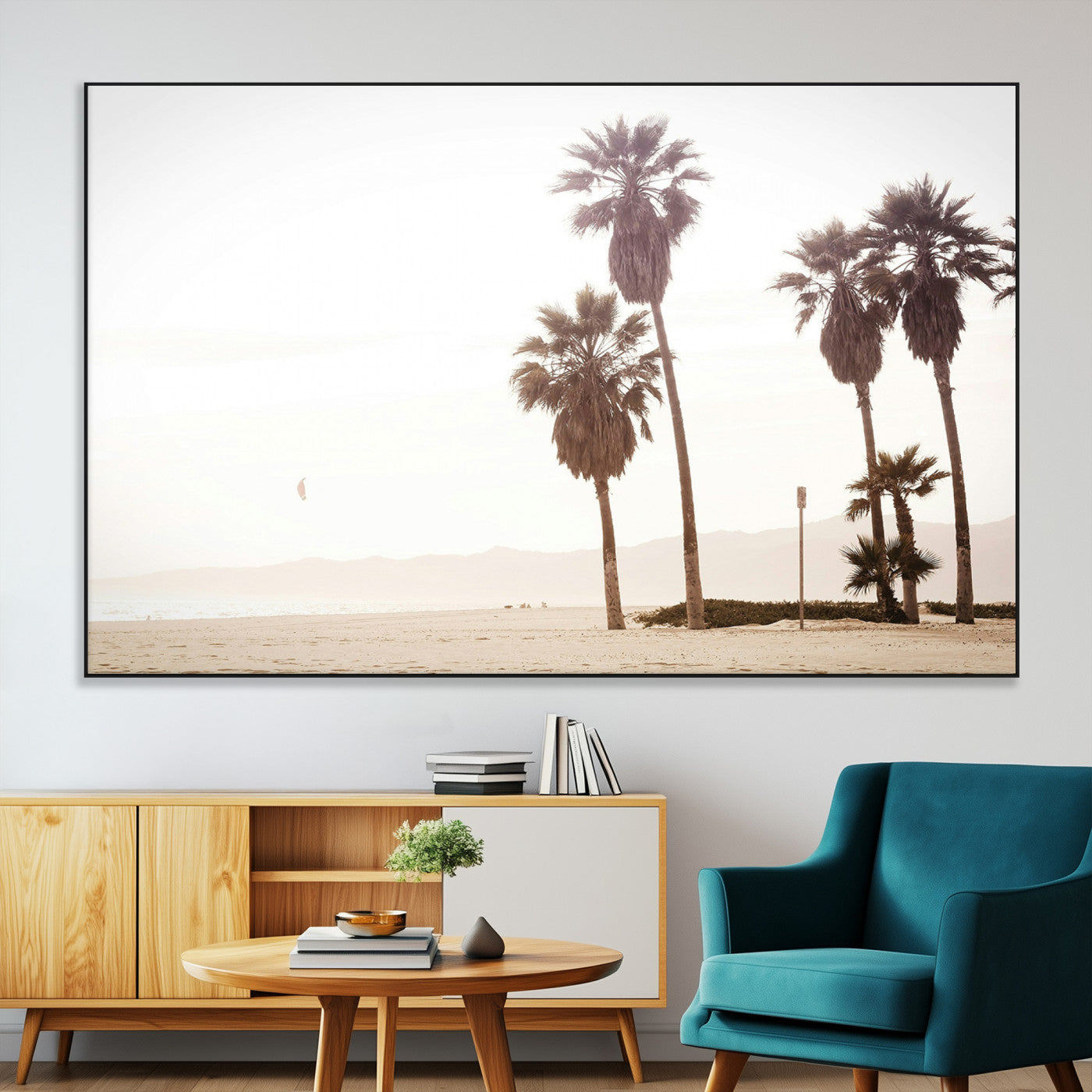 SEG-FC-51X34_Oversize - Coastal Light Wall Art Canvas Print, Framed Relaxing Shoreline Art Picture Print, Minimalist Ocean Perfect Tropical Serenity Decor Artwork