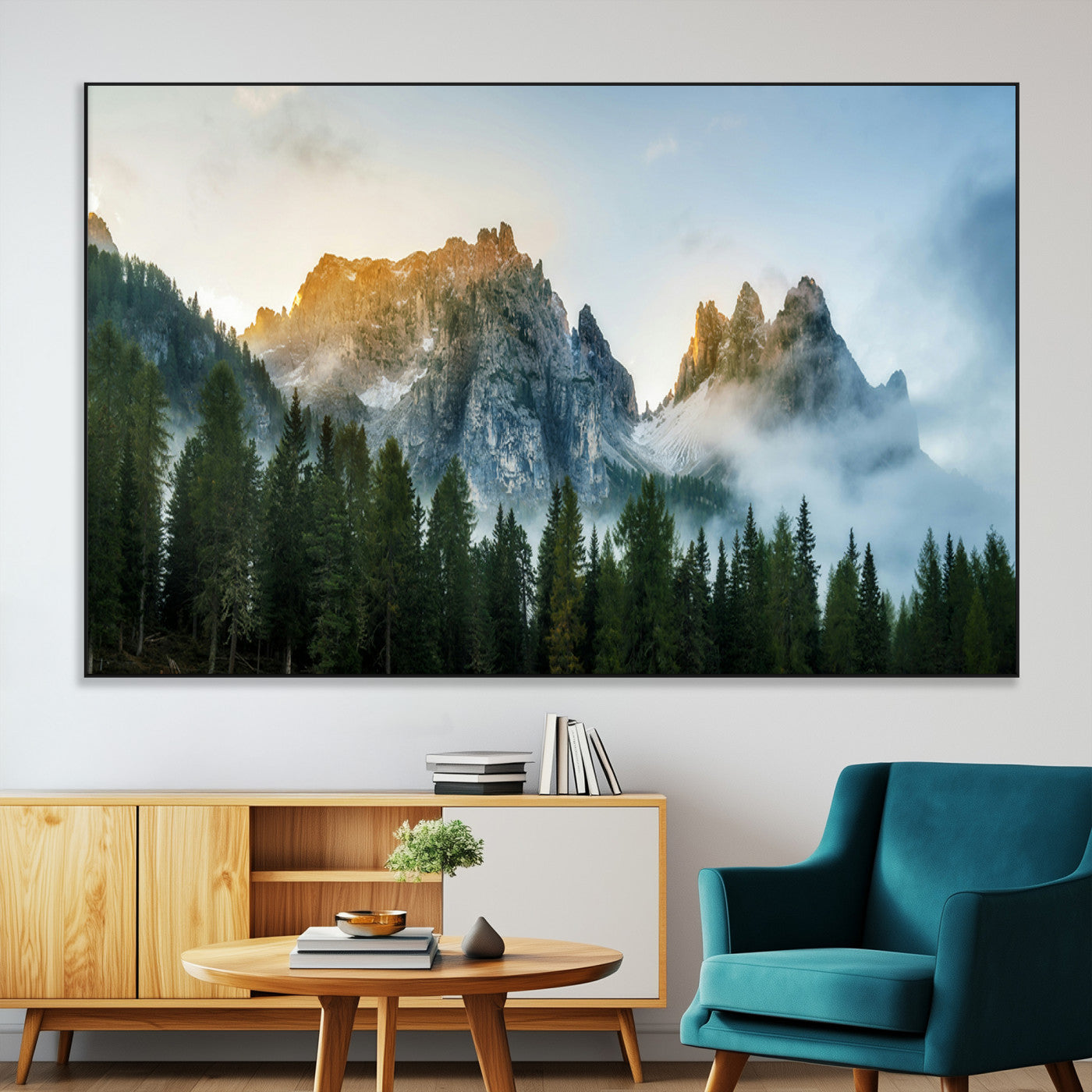 SEG-FC-51X34_Oversize - Wilderness Wall Art Wall Art Canvas Print, Framed Nature Landscape Decor Art Picture Print, Misty Forest Photography Perfect Rustic Nature Decor Artwork