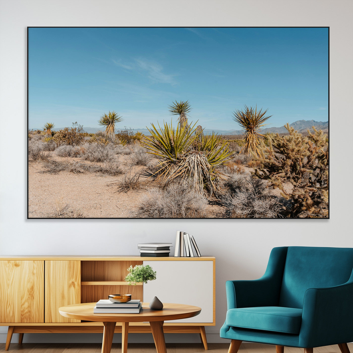 SEG-FC-51X34_Oversize - Joshua Tree Wall Art Canvas Print, Framed Desert Landscape Art Picture Print, Warm Earth Tones Perfect Southwestern Minimalist Decor Artwork