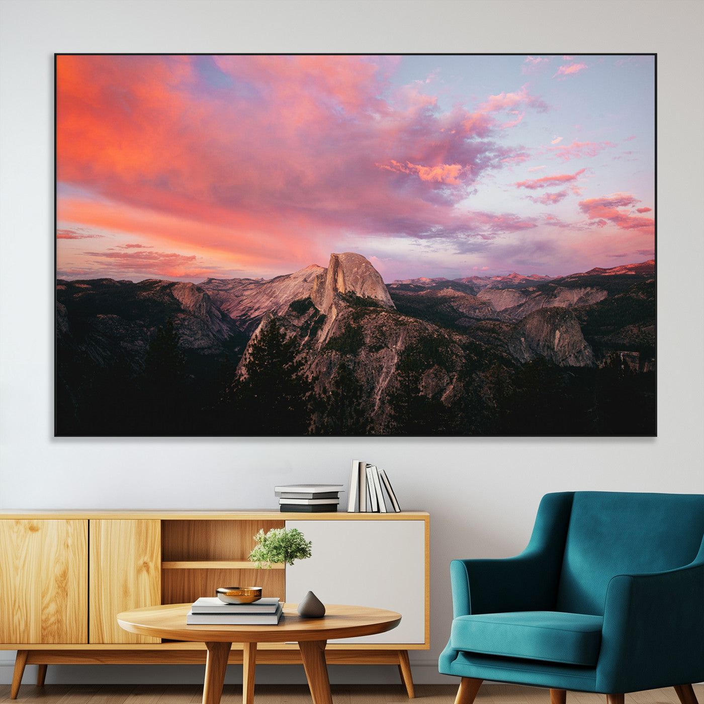 SEG-FC-51X34_Oversize - Half Dome Wall Art Canvas Print, Framed Yosemite National Park Art Picture Print, Dramatic Sunset Perfect Adventurous Wilderness Decor Artwork