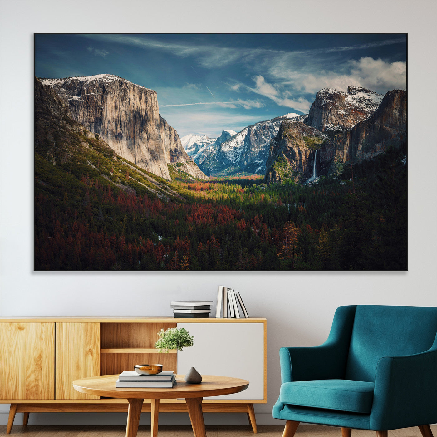 SEG-FC-51X34_Oversize - Yosemite National Wall Art Canvas Print, Framed Mountain Landscape Art Picture Print, El Capitan Perfect Rustic Farmhouse Decor Artwork