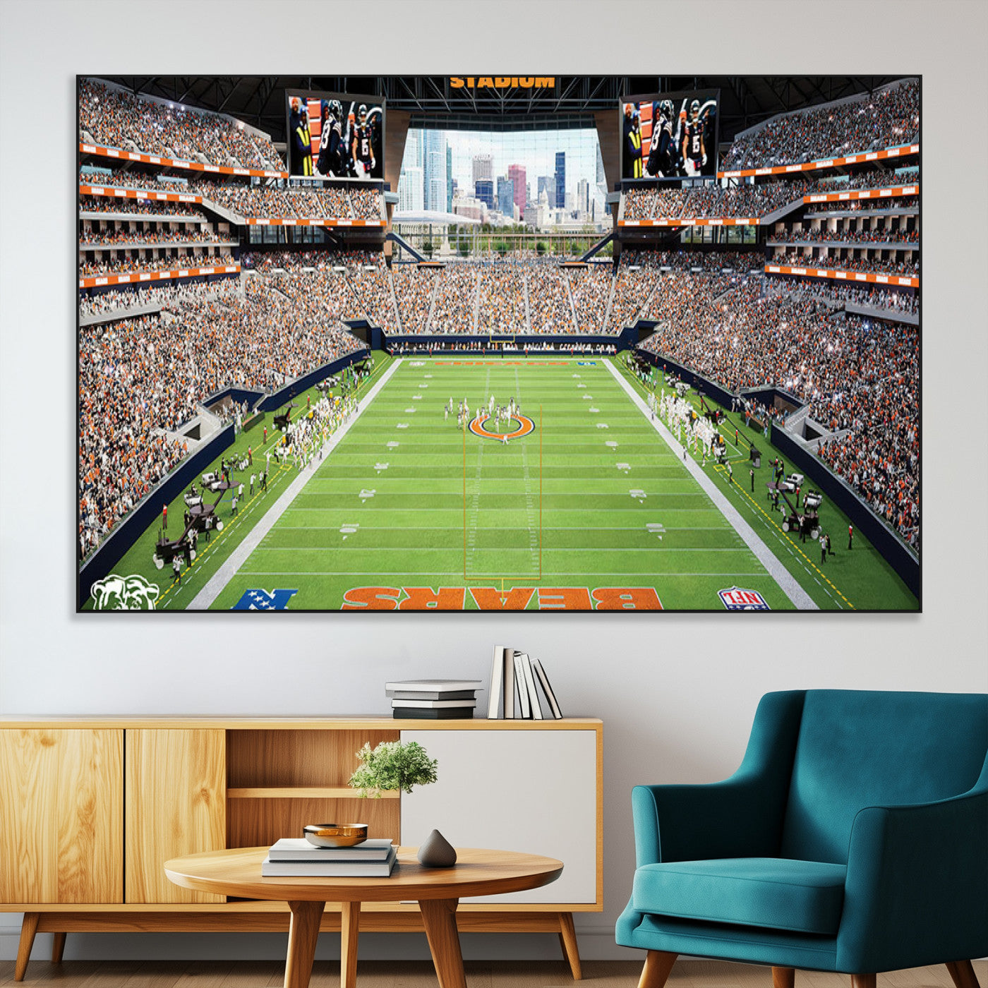 SEG-FC-51X34_Oversize - Chicago Bears Soldiers Field Wall Art Canvas Print – Framed Football Stadium Artwork for Sports