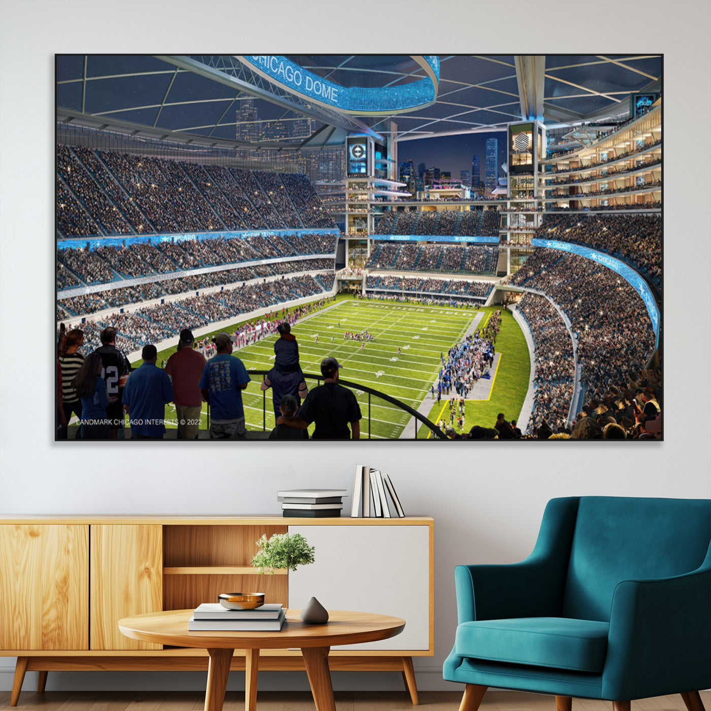 SEG-FC-51X34_Oversize - Chicago Bears Soldiers Field Wall Art Canvas Print – Framed Football Stadium Artwork for Sports