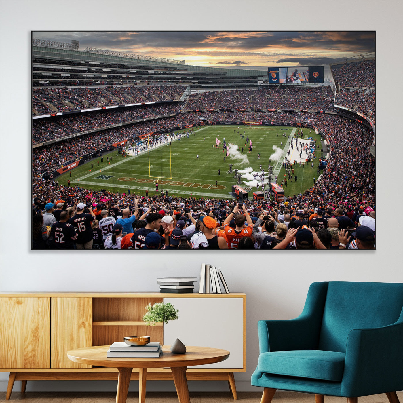 SEG-FC-51X34_Oversize - Chicago Bears Soldiers Field Wall Art Canvas Print – Framed Football Stadium Artwork for Sports