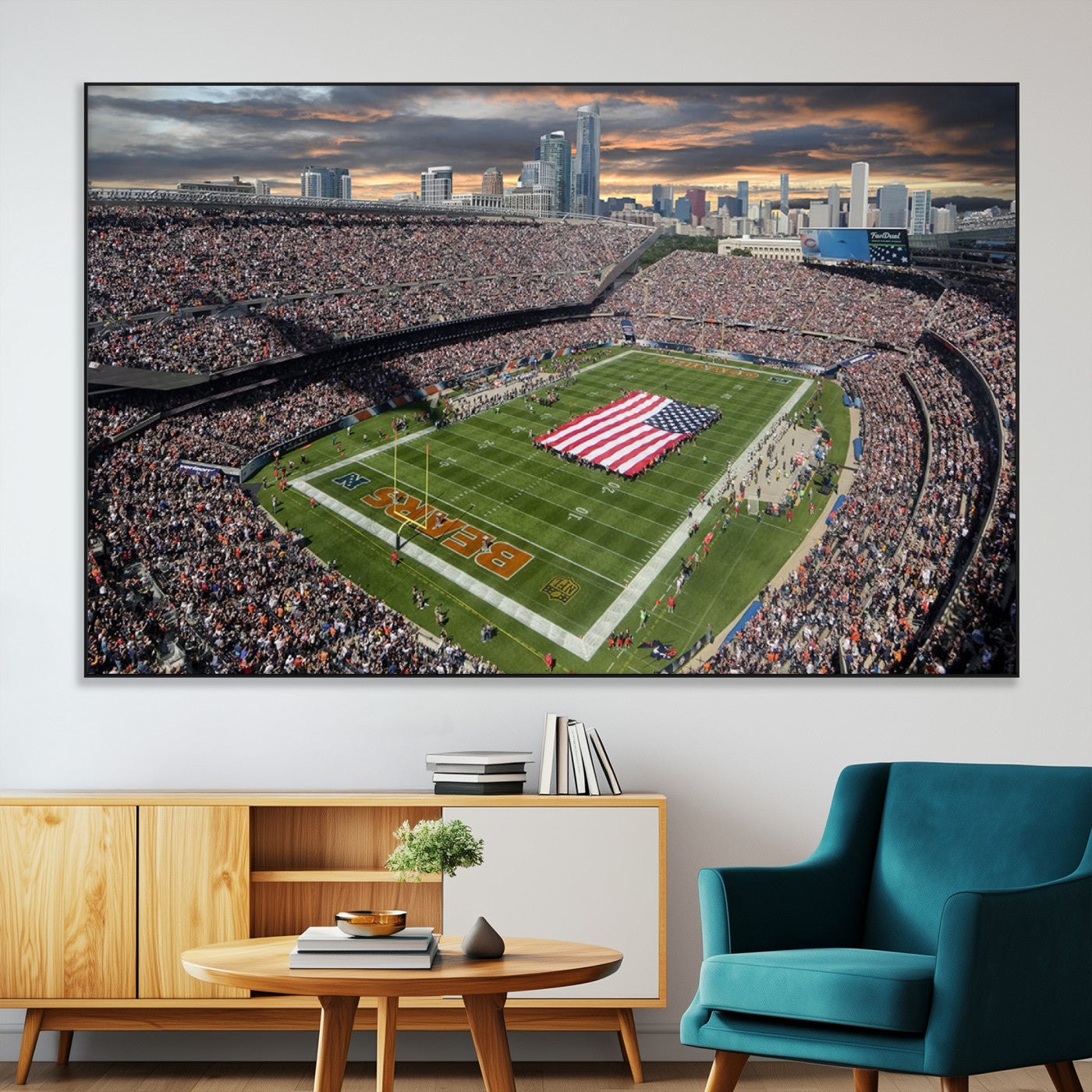 SEG-FC-51X34_Oversize - Chicago Bears Soldiers Field Wall Art Canvas Print – Framed Football Stadium Artwork for Sports