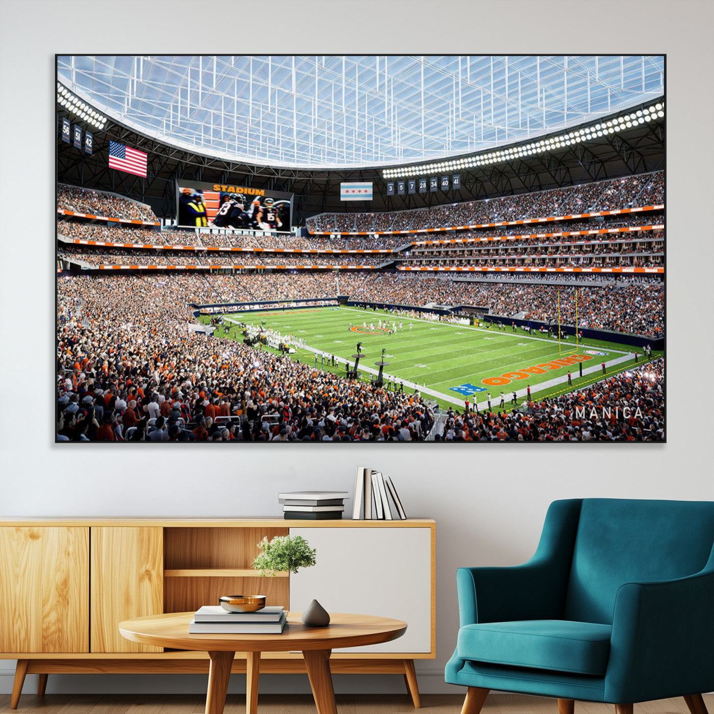 SEG-FC-51X34_Oversize - Chicago Bears Soldiers Field Wall Art Canvas Print – Framed Football Stadium Artwork for Sports
