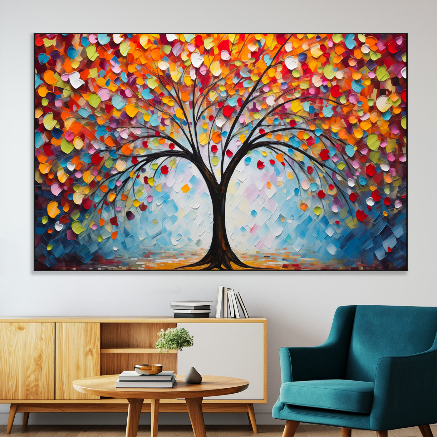 SEG-FC-51X34_Oversize - Vibrant Tree of Life Canvas Wall Art – Colorful Abstract Nature in Modern Decor - Ready to Hang