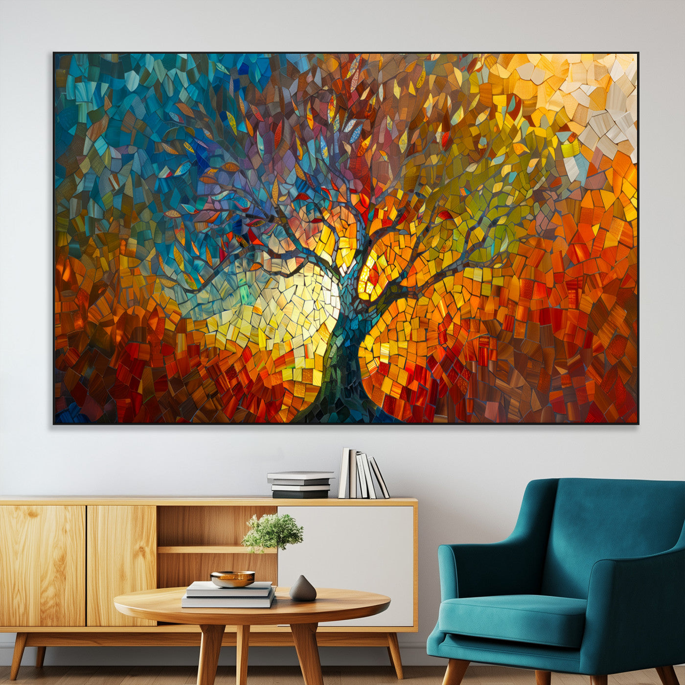 SEG-FC-51X34_Oversize - Mosaic Tree Canvas Wall Art – Vibrant Abstract Nature Design, Colorful Decor for Living Room, Bedroom, or Creative Spaces