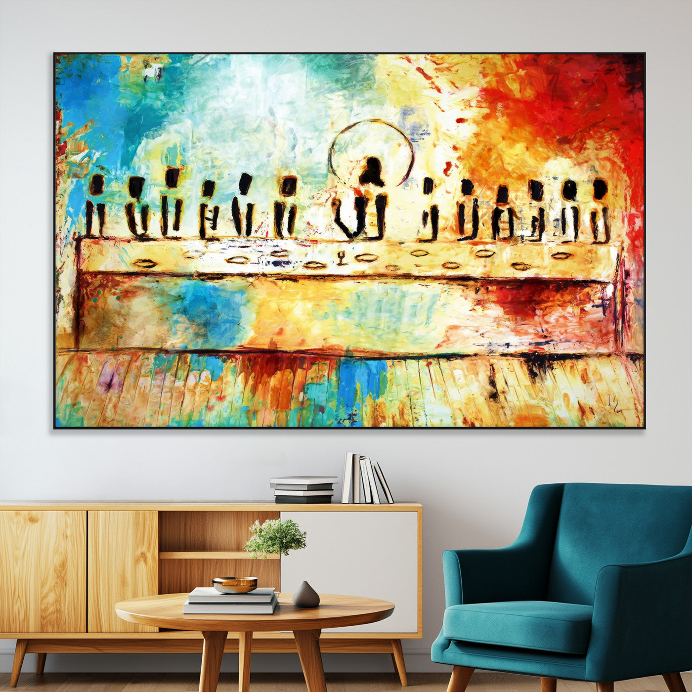 SEG-FC-51X34_Oversize - Abstract Last Supper with Apostles Wall Art Canvas Print