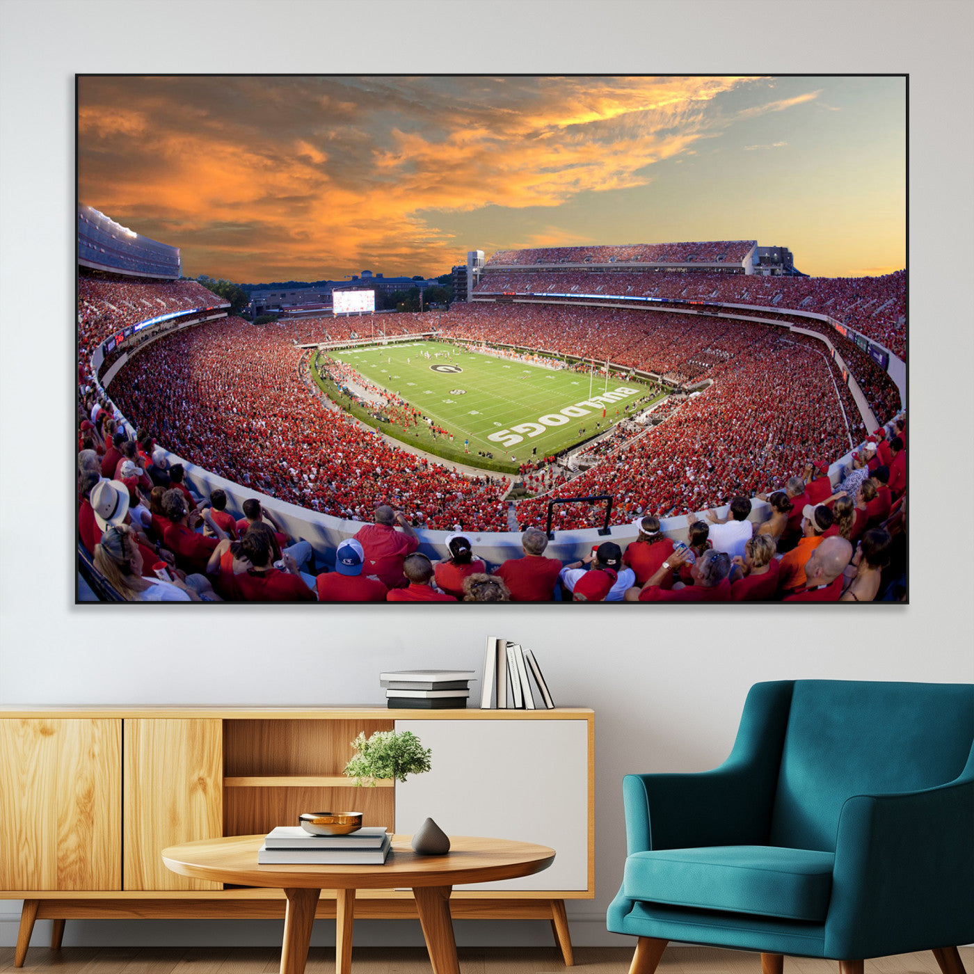 73680988-32353707-SEG-FC-51X34-Dooley Stadium Wall Art Print, Sports Arena Canvas Wall Art, Dooley Field at Sanford Stadium Canvas Print, Modern Athletic Field Art Printing