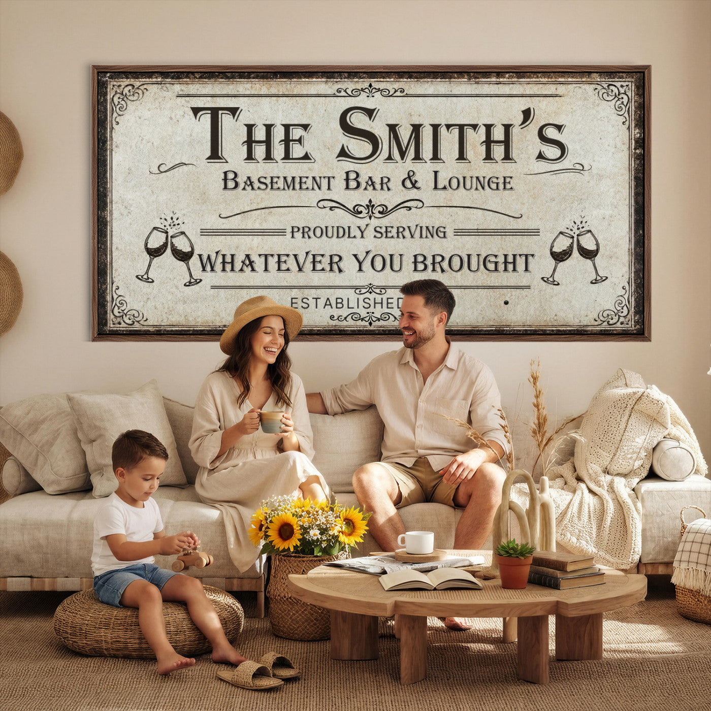 22440205-PAN-FL-20X10 - Custom Bar Sign Wall Art Canvas Print