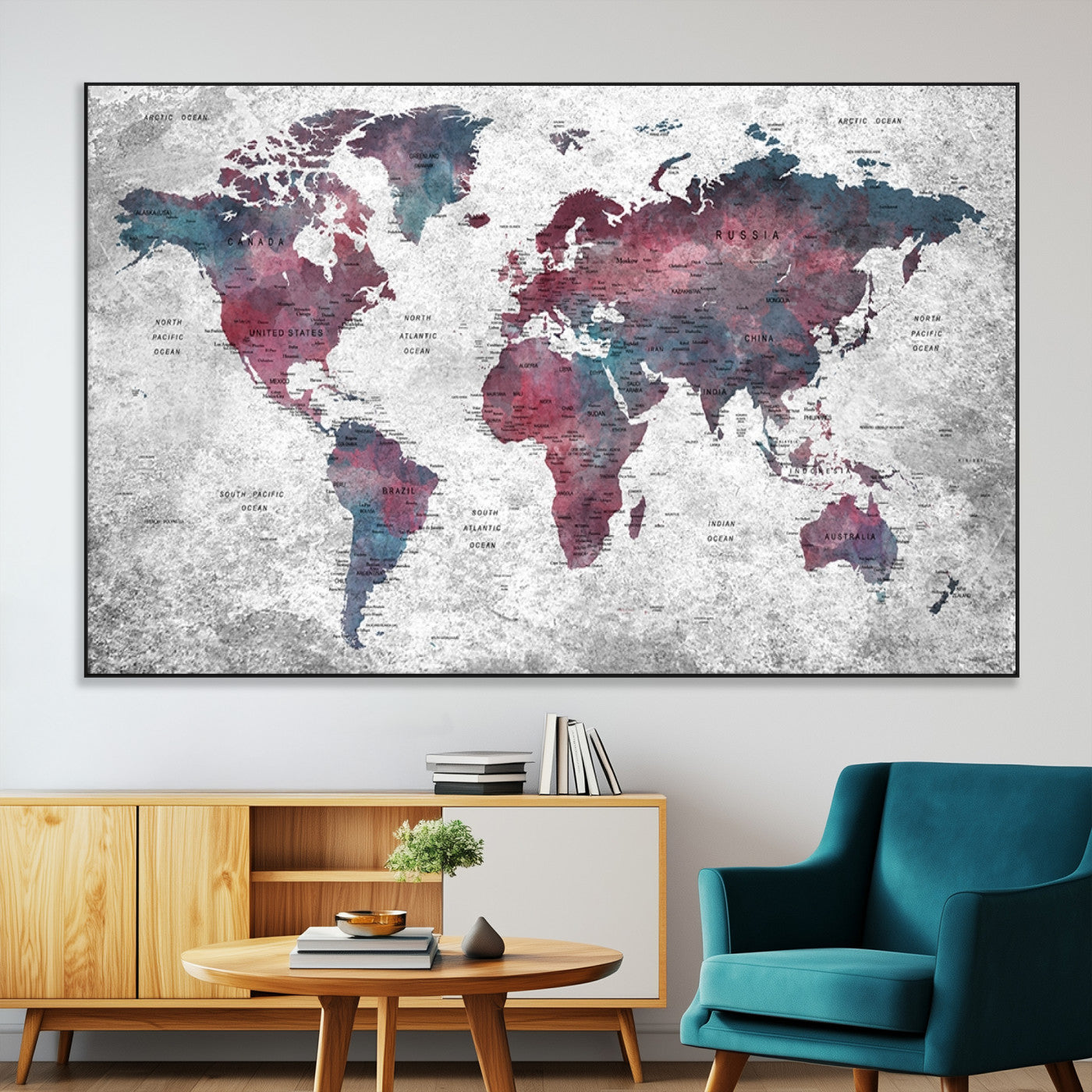 SEG-FC-51X34_Oversize - World Map Wall Art Canvas Print for Home and Office Decor
